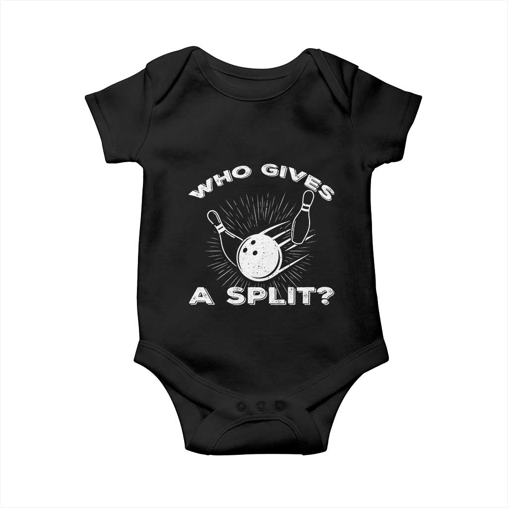 Funny Bowling Team Gift Baby Onesie Who Gives A Split Quote - Wonder Print Shop