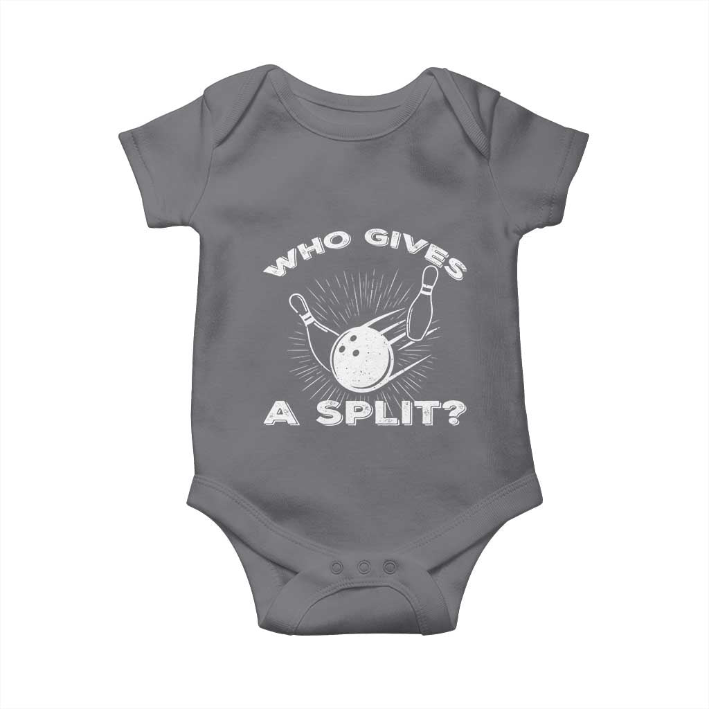 Funny Bowling Team Gift Baby Onesie Who Gives A Split Quote - Wonder Print Shop