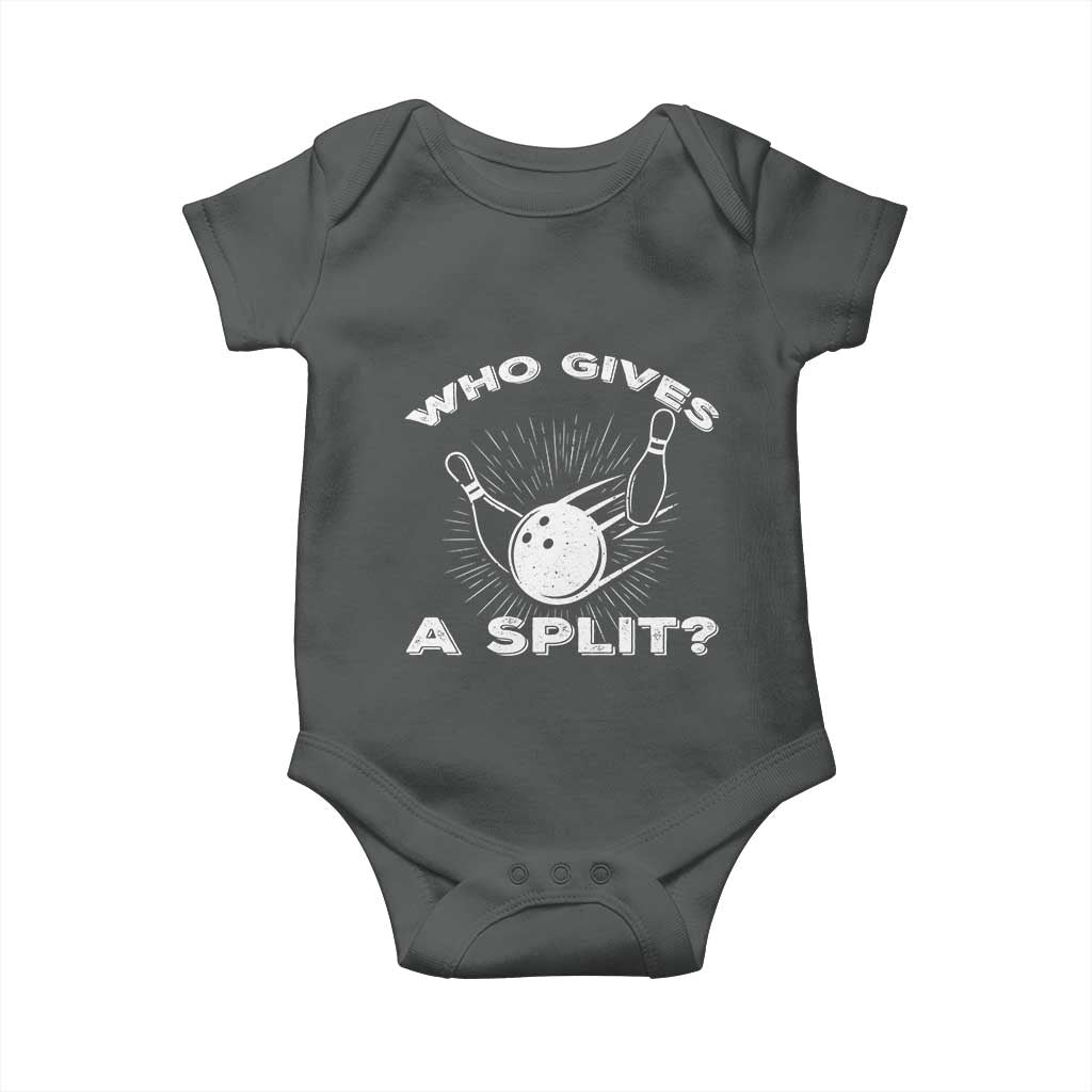 Funny Bowling Team Gift Baby Onesie Who Gives A Split Quote - Wonder Print Shop