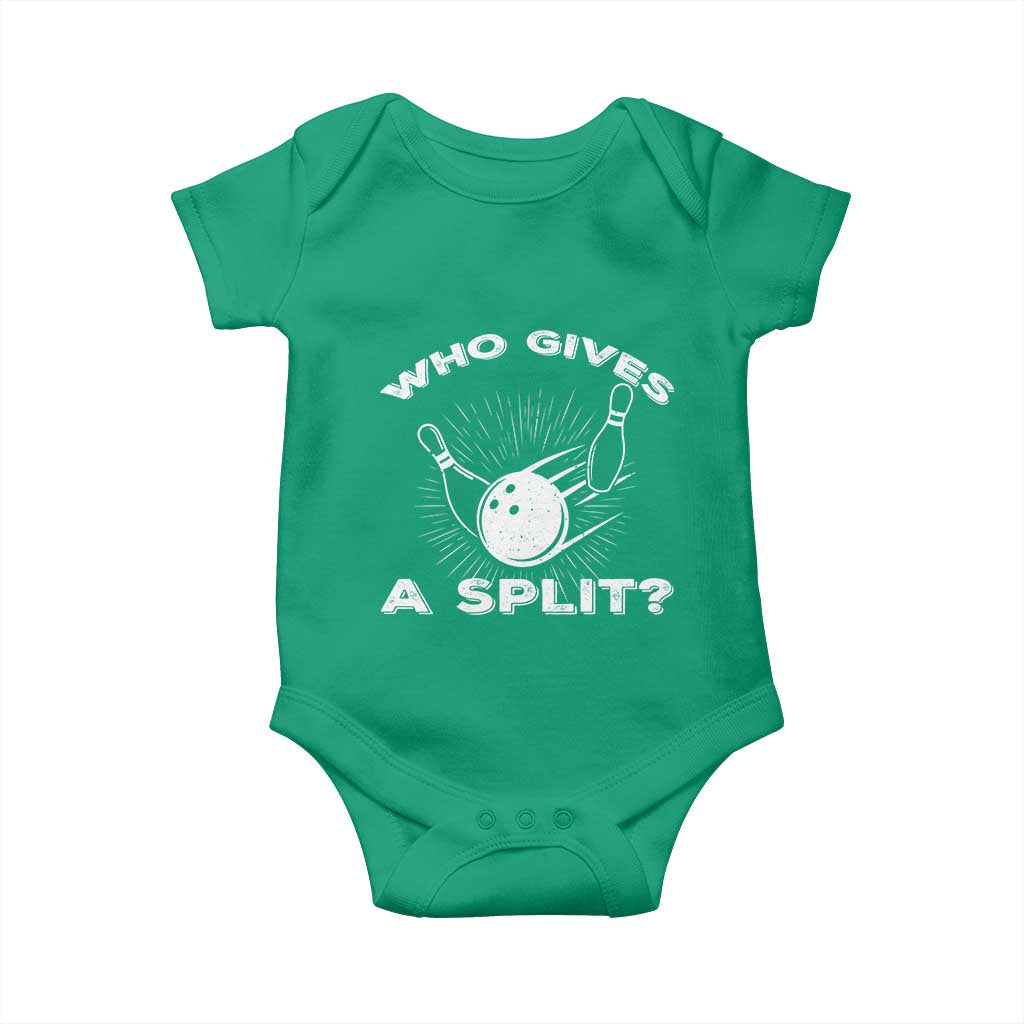 Funny Bowling Team Gift Baby Onesie Who Gives A Split Quote - Wonder Print Shop