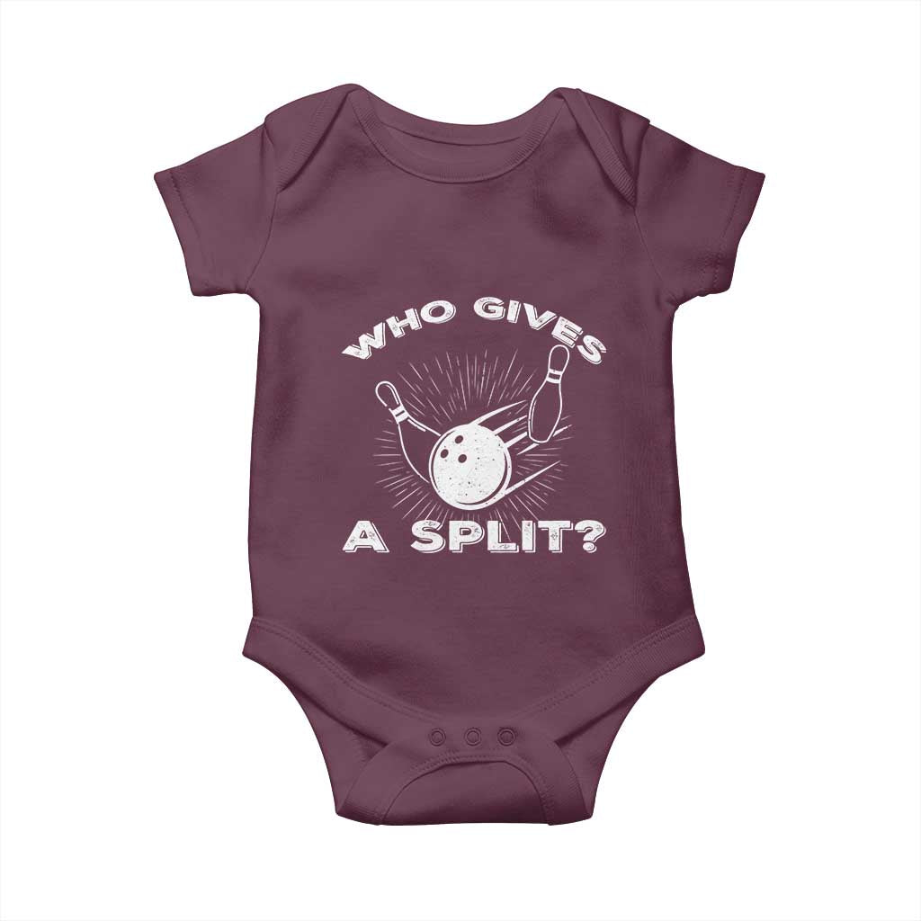 Funny Bowling Team Gift Baby Onesie Who Gives A Split Quote - Wonder Print Shop