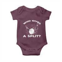 Funny Bowling Team Gift Baby Onesie Who Gives A Split Quote - Wonder Print Shop