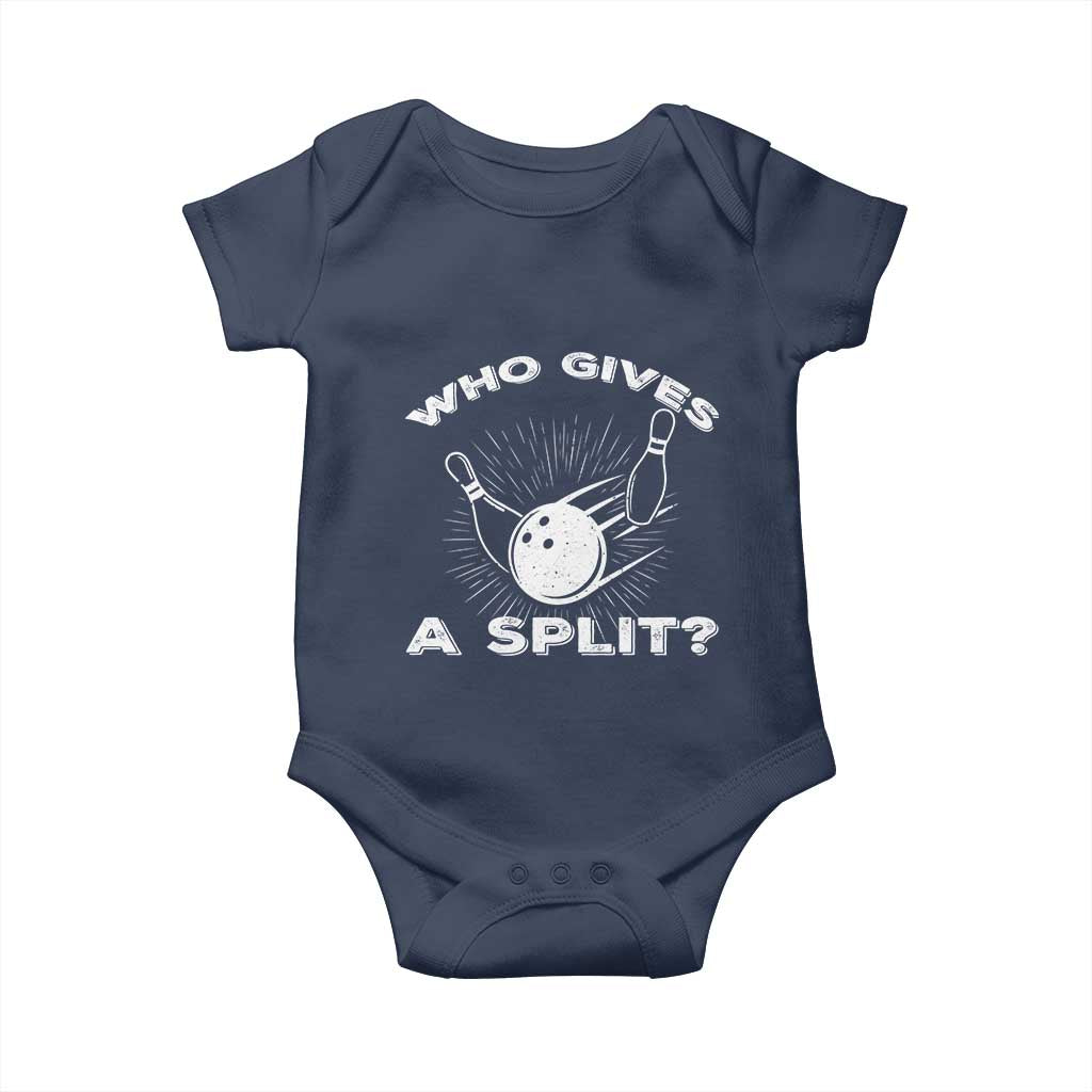 Funny Bowling Team Gift Baby Onesie Who Gives A Split Quote - Wonder Print Shop