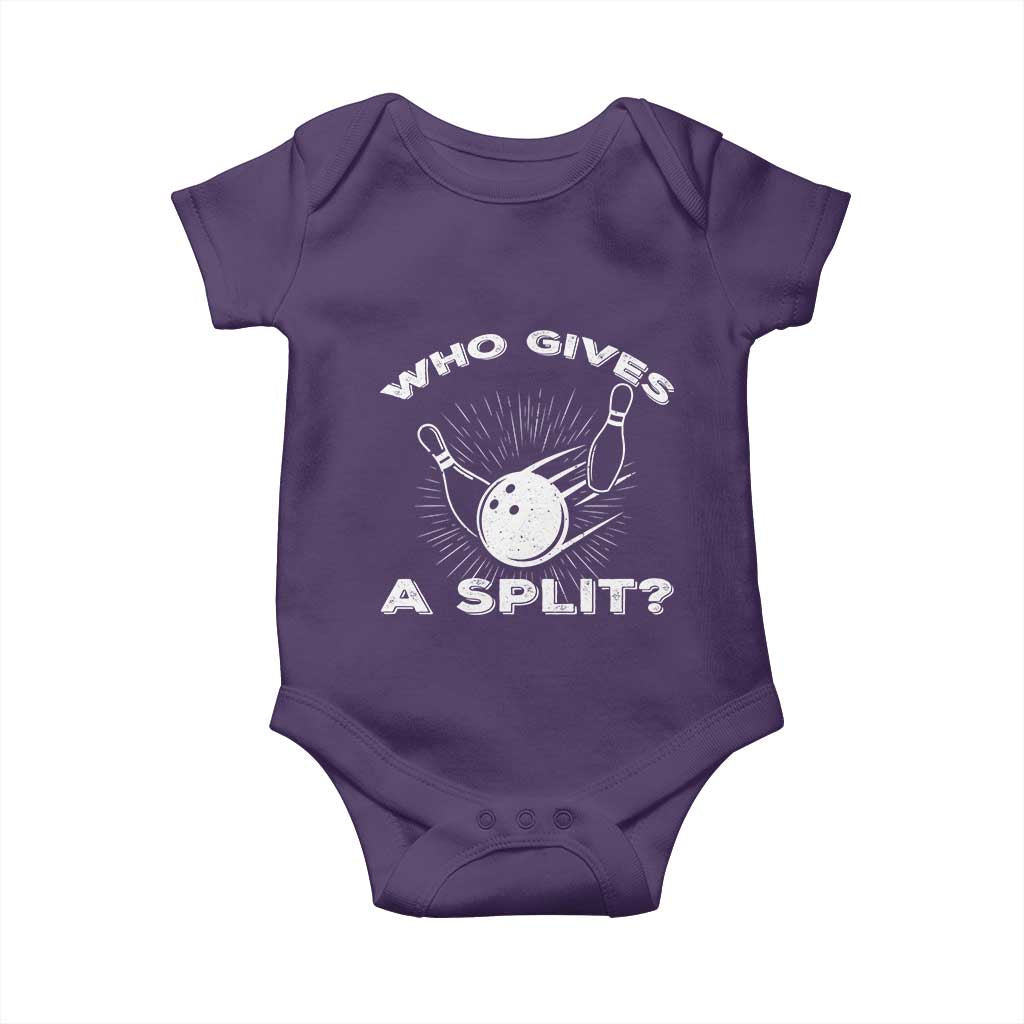 Funny Bowling Team Gift Baby Onesie Who Gives A Split Quote - Wonder Print Shop
