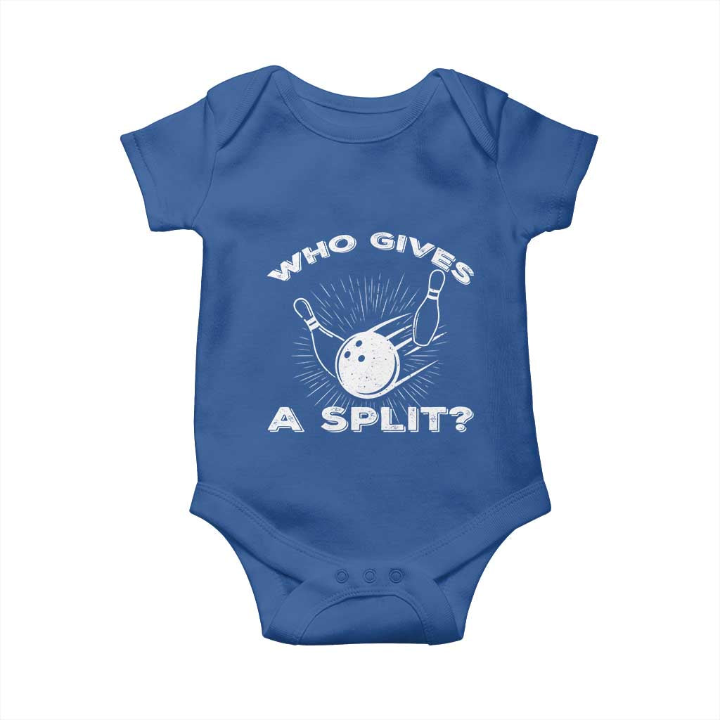 Funny Bowling Team Gift Baby Onesie Who Gives A Split Quote - Wonder Print Shop