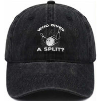 Funny Bowling Team Gift Washed Cotton Baseball Cap Who Gives A Split Quote
