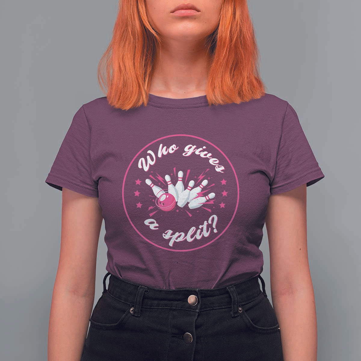 Funny Bowling Quote T Shirt For Women Who Gives A Split For Women - Wonder Print Shop