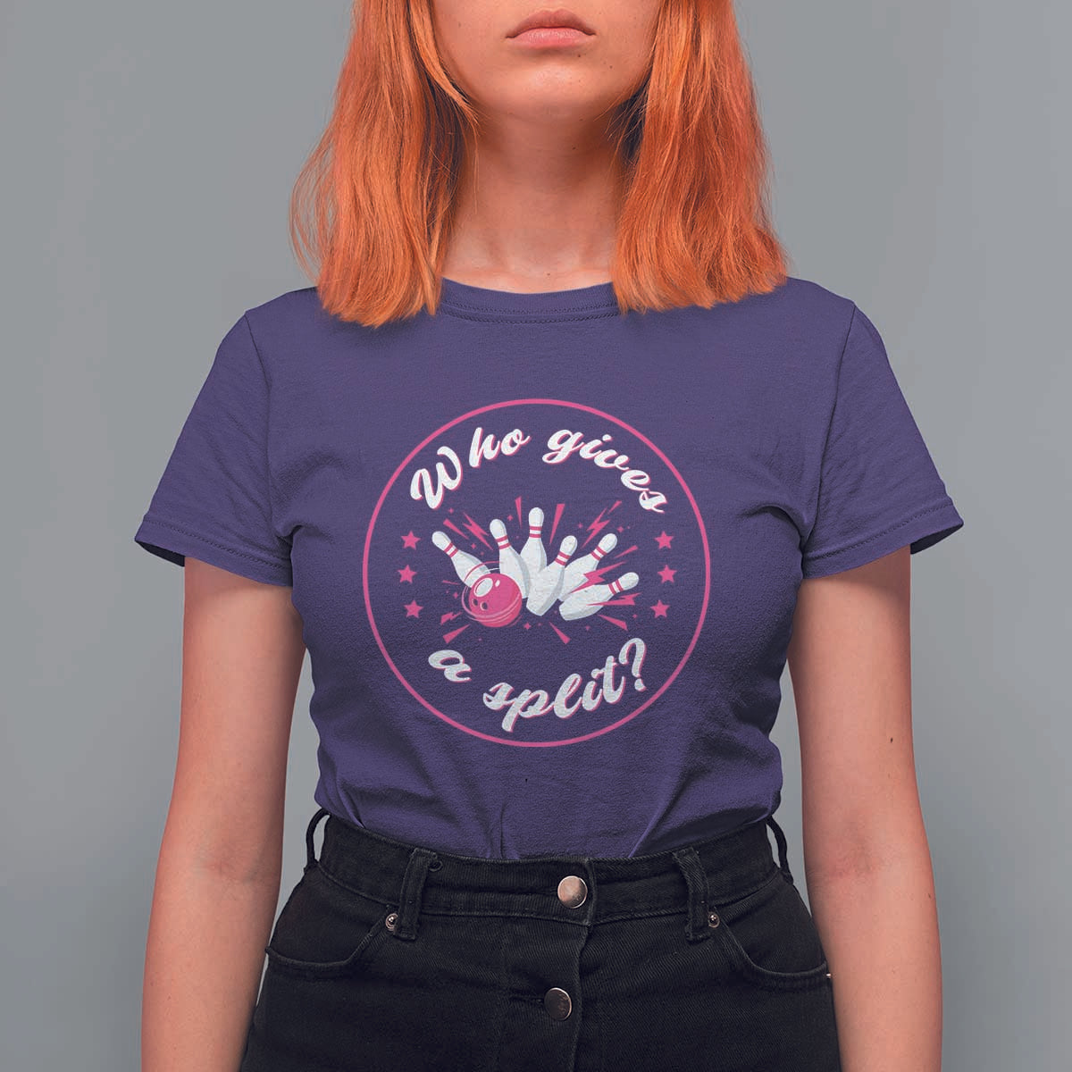 Funny Bowling Quote T Shirt For Women Who Gives A Split For Women - Wonder Print Shop