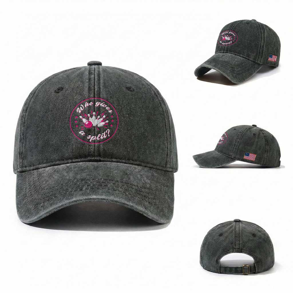 Funny Bowling Quote Washed Cotton Baseball Cap Who Gives A Split For Women