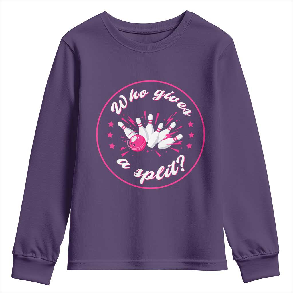 Funny Bowling Quote Youth Sweatshirt Who Gives A Split For Women - Wonder Print Shop