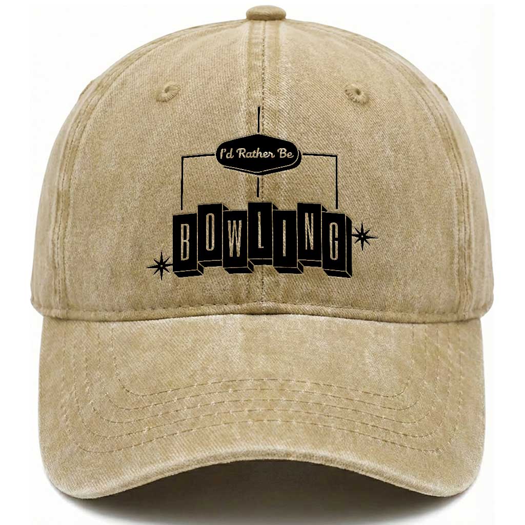 Id Rather Be Bowling Washed Cotton Baseball Cap Funny Bowler Gift