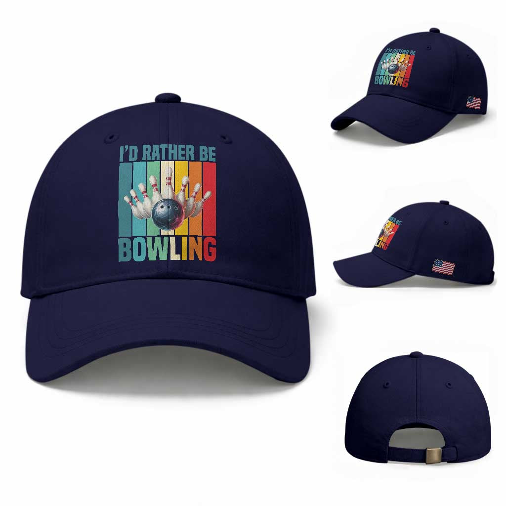 Funny Bowling Quote Baseball Cap Id Rather Be Bowling Gift