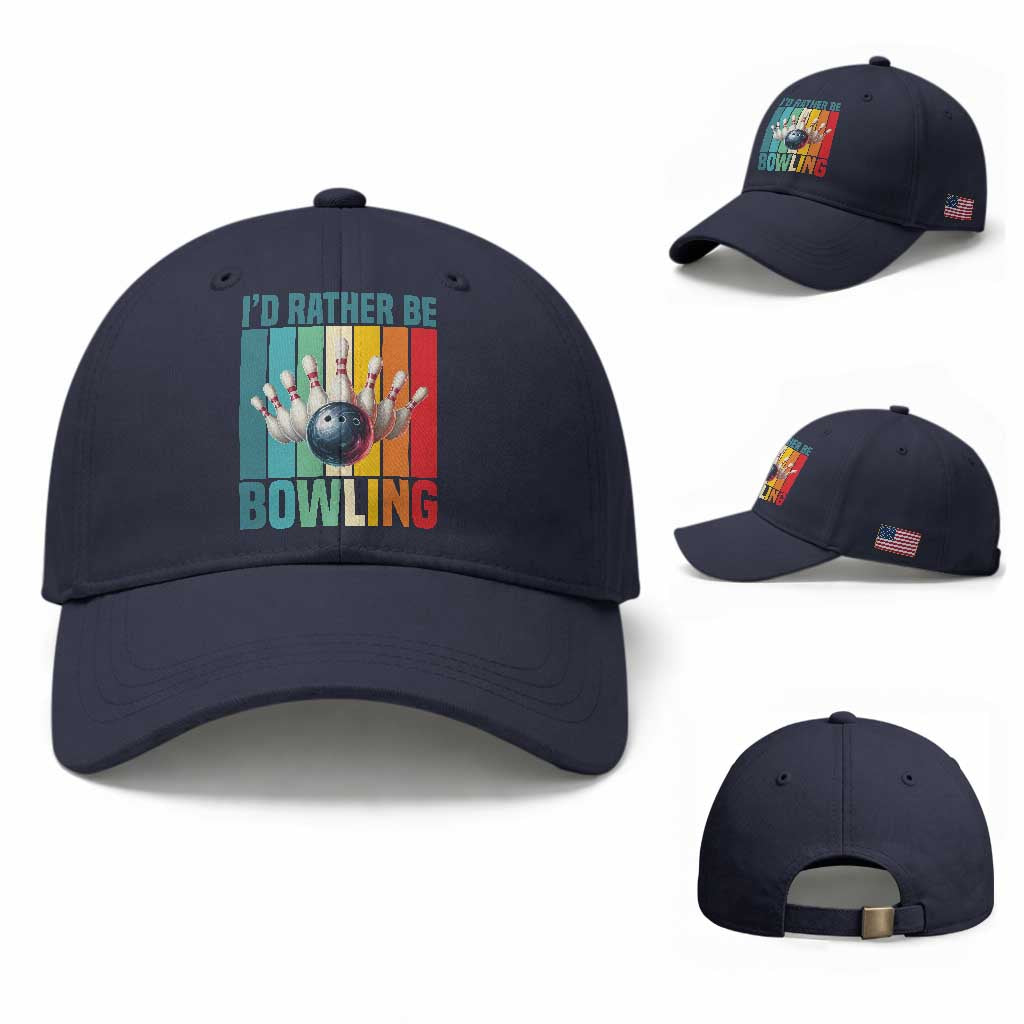Funny Bowling Quote Baseball Cap Id Rather Be Bowling Gift