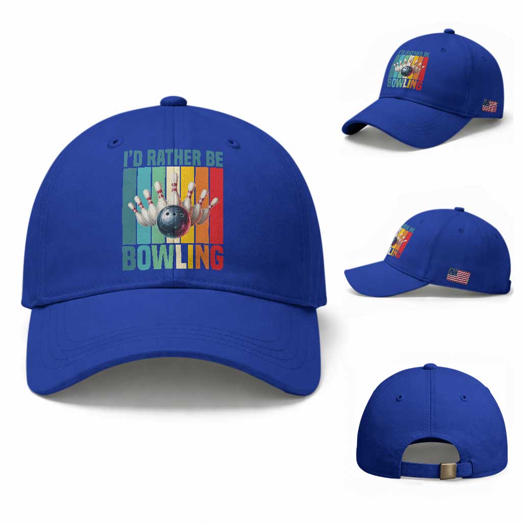 Funny Bowling Quote Baseball Cap Id Rather Be Bowling Gift