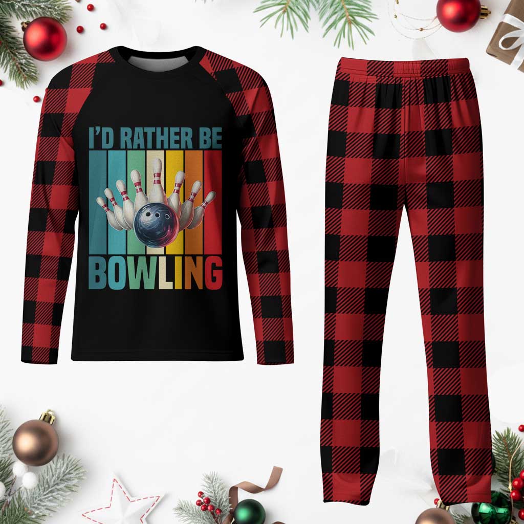 Funny Bowling Quote Plaid Pajama Set Id Rather Be Bowling Gift - Wonder Print Shop