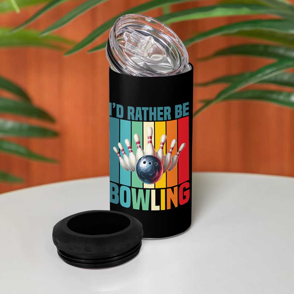 Funny Bowling Quote 4 in 1 Can Cooler Tumbler Id Rather Be Bowling Gift - Wonder Print Shop