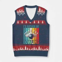 Funny Bowling Quote V-Neck Knit Sweater Vest Id Rather Be Bowling Gift - Wonder Print Shop
