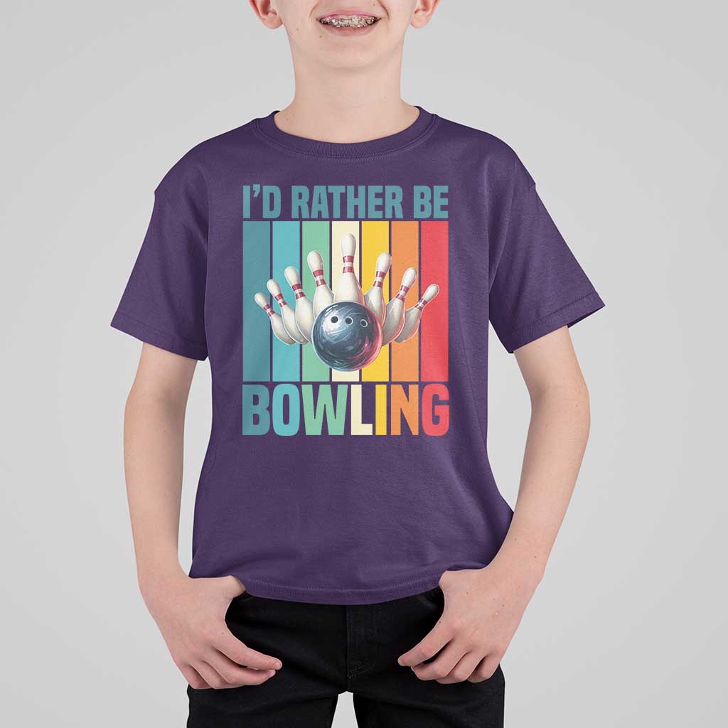 Funny Bowling Quote T Shirt For Kid Id Rather Be Bowling Gift - Wonder Print Shop