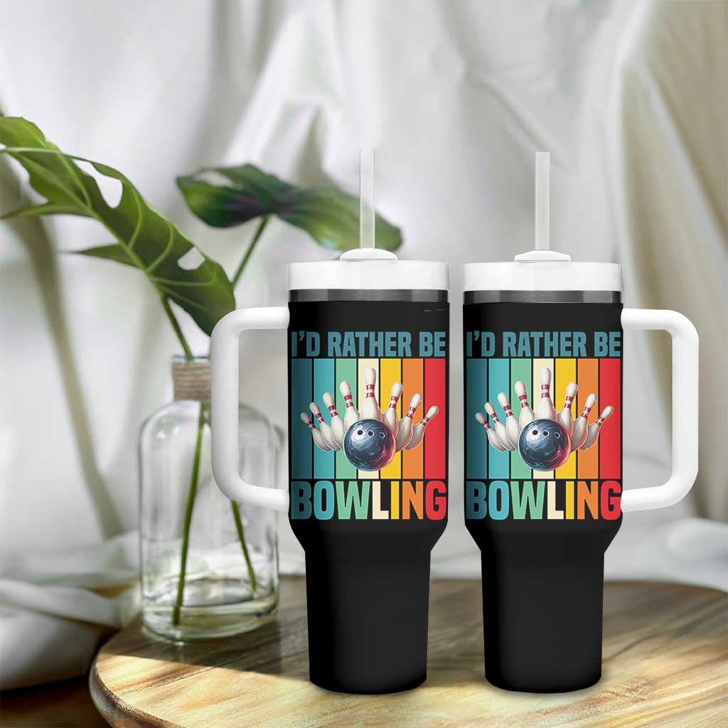 Funny Bowling Quote Tumbler With Handle Id Rather Be Bowling Gift - Wonder Print Shop