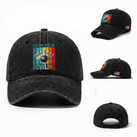 Funny Bowling Quote Washed Cotton Baseball Cap Id Rather Be Bowling Gift