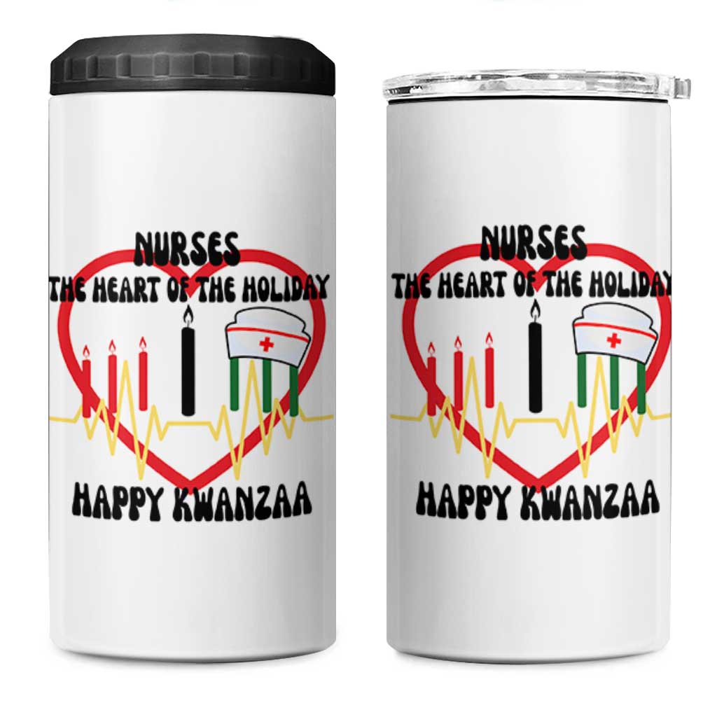 Nurse The Heart Of The Holiday 4 in 1 Can Cooler Tumbler Happy Kwanzaa Medical Gift - Wonder Print Shop