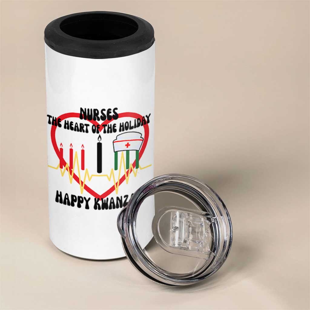Nurse The Heart Of The Holiday 4 in 1 Can Cooler Tumbler Happy Kwanzaa Medical Gift - Wonder Print Shop