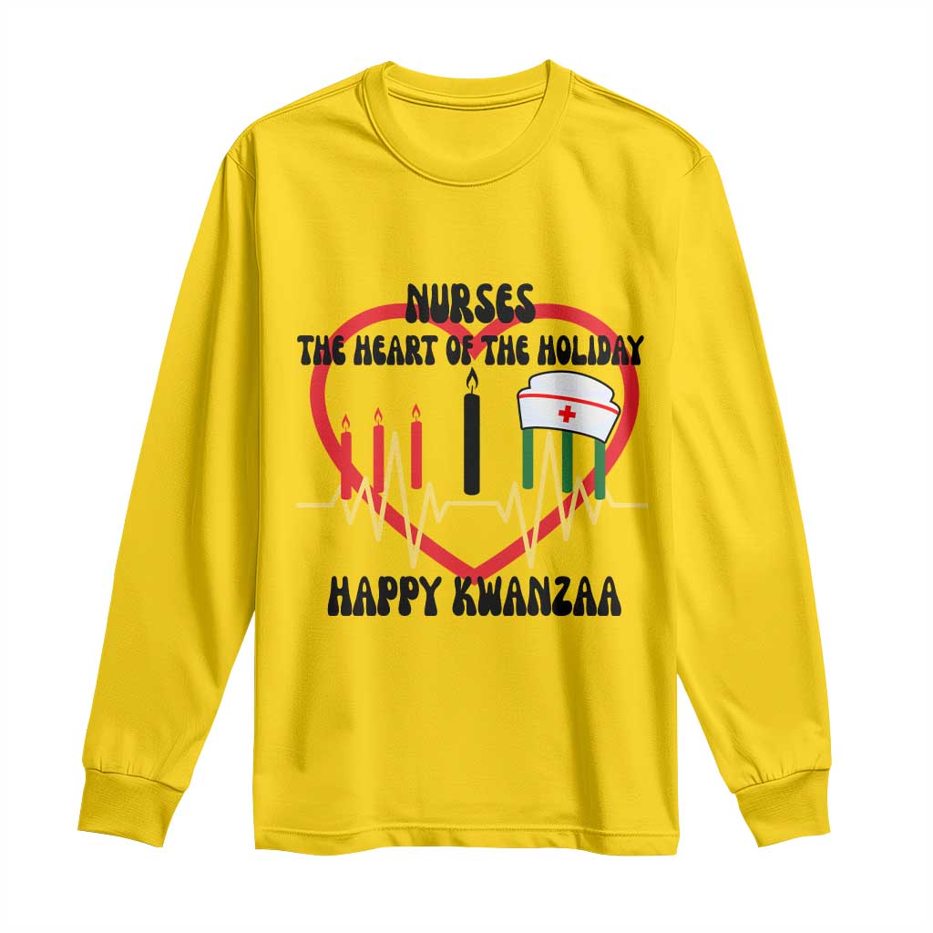 Nurse The Heart Of The Holiday Long Sleeve Shirt Happy Kwanzaa Medical Gift - Wonder Print Shop