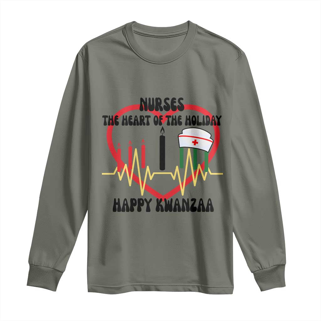 Nurse The Heart Of The Holiday Long Sleeve Shirt Happy Kwanzaa Medical Gift - Wonder Print Shop