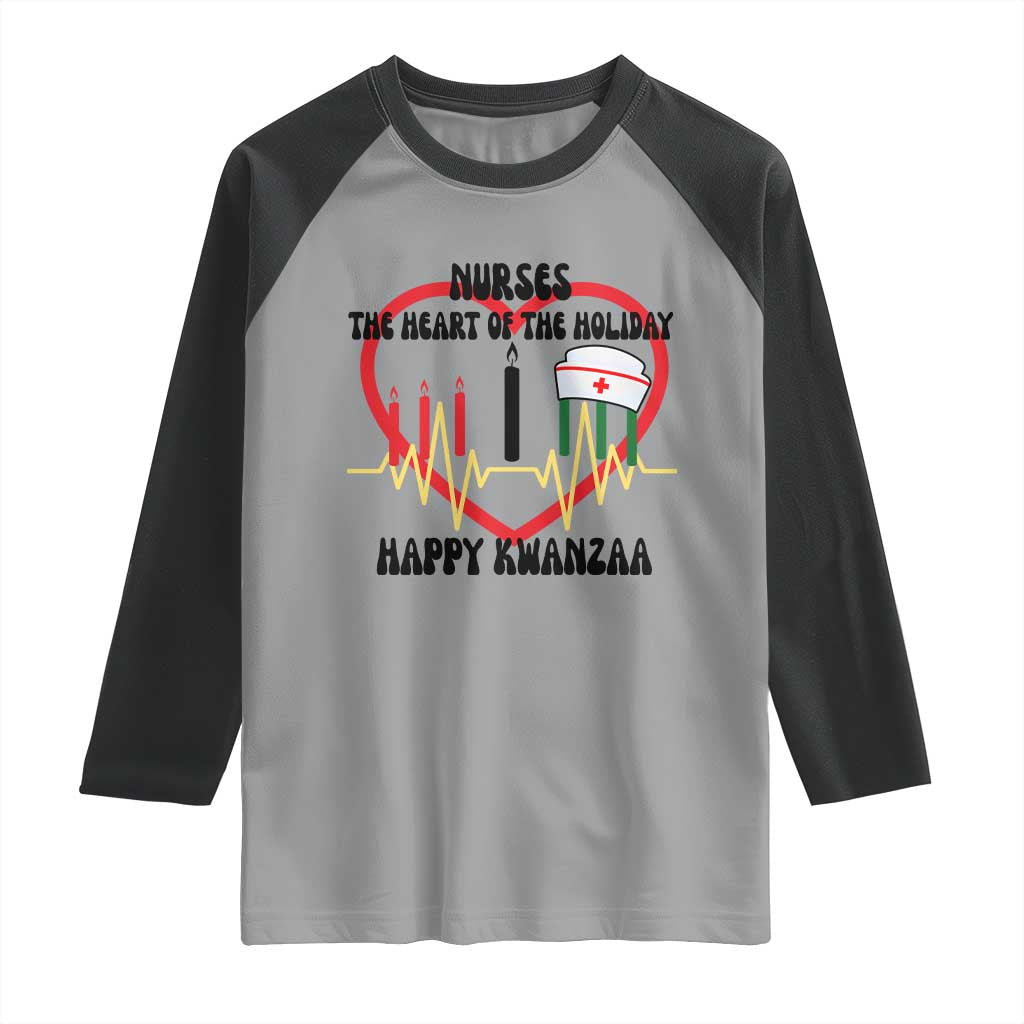 Nurse The Heart Of The Holiday Raglan Shirt Happy Kwanzaa Medical Gift - Wonder Print Shop