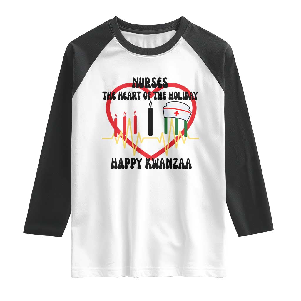 Nurse The Heart Of The Holiday Raglan Shirt Happy Kwanzaa Medical Gift - Wonder Print Shop