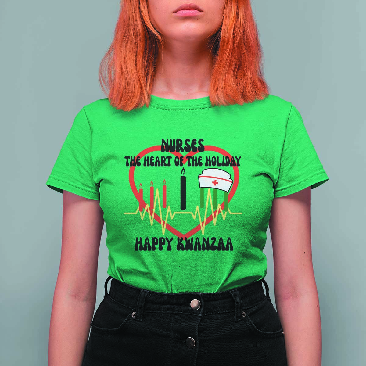 Nurse The Heart Of The Holiday T Shirt For Women Happy Kwanzaa Medical Gift - Wonder Print Shop