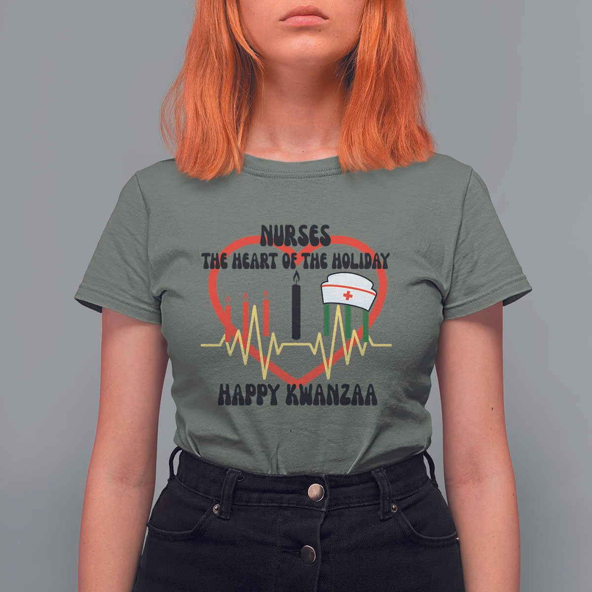 Nurse The Heart Of The Holiday T Shirt For Women Happy Kwanzaa Medical Gift - Wonder Print Shop