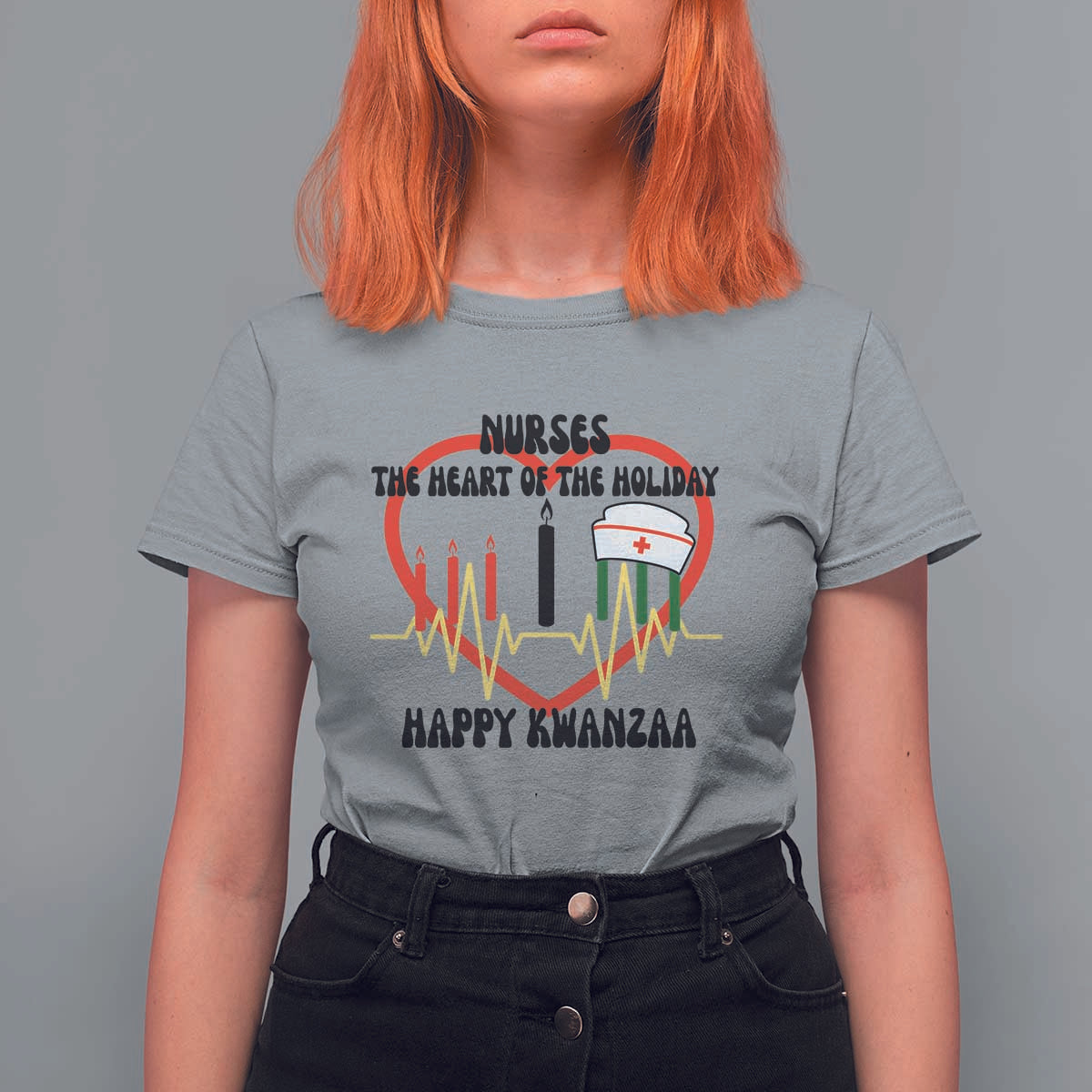Nurse The Heart Of The Holiday T Shirt For Women Happy Kwanzaa Medical Gift - Wonder Print Shop