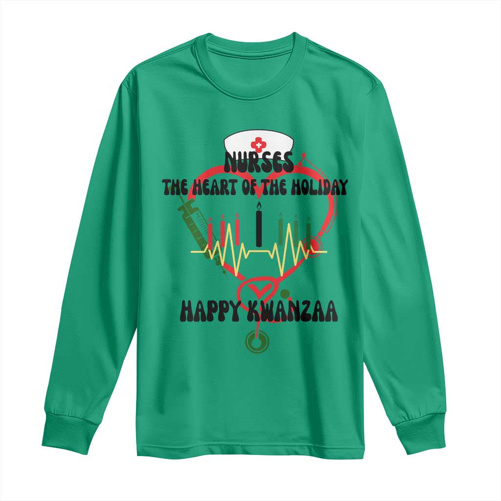 Nurses The Heart Of The Holiday Long Sleeve Shirt Kwanzaa Celebration Gift - Wonder Print Shop