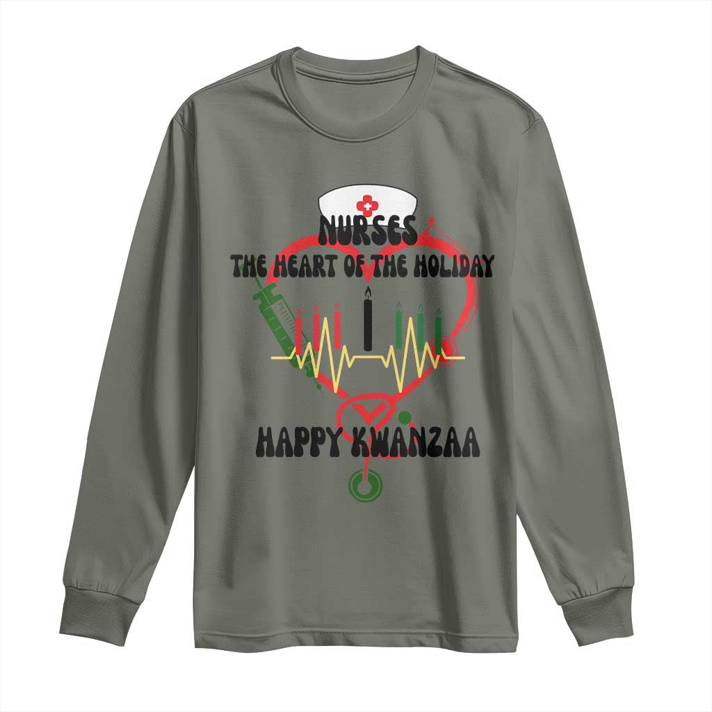 Nurses The Heart Of The Holiday Long Sleeve Shirt Kwanzaa Celebration Gift - Wonder Print Shop