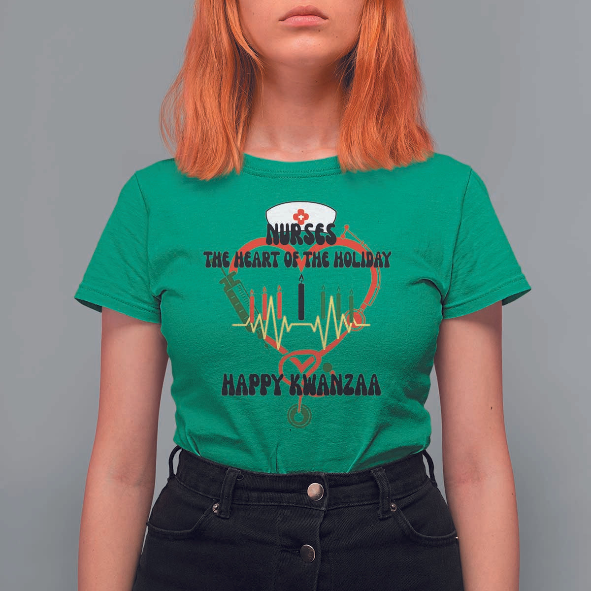 Nurses The Heart Of The Holiday T Shirt For Women Kwanzaa Celebration Gift - Wonder Print Shop