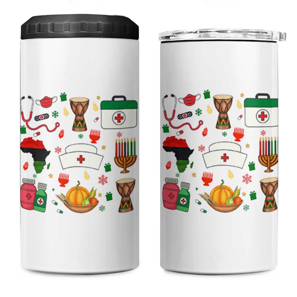 Happy Kwanzaa Nurse Pride 4 in 1 Can Cooler Tumbler African Culture Holiday Gift - Wonder Print Shop