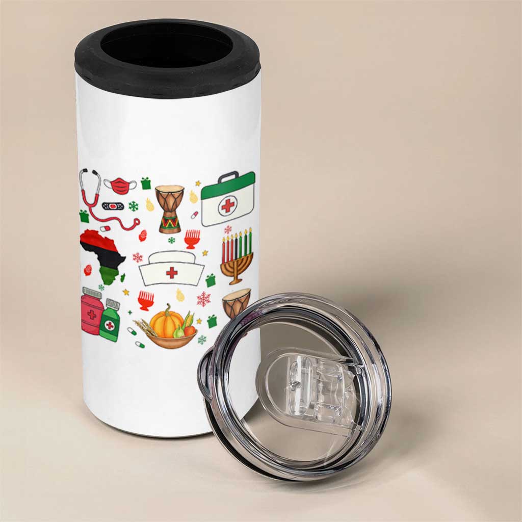 Happy Kwanzaa Nurse Pride 4 in 1 Can Cooler Tumbler African Culture Holiday Gift - Wonder Print Shop