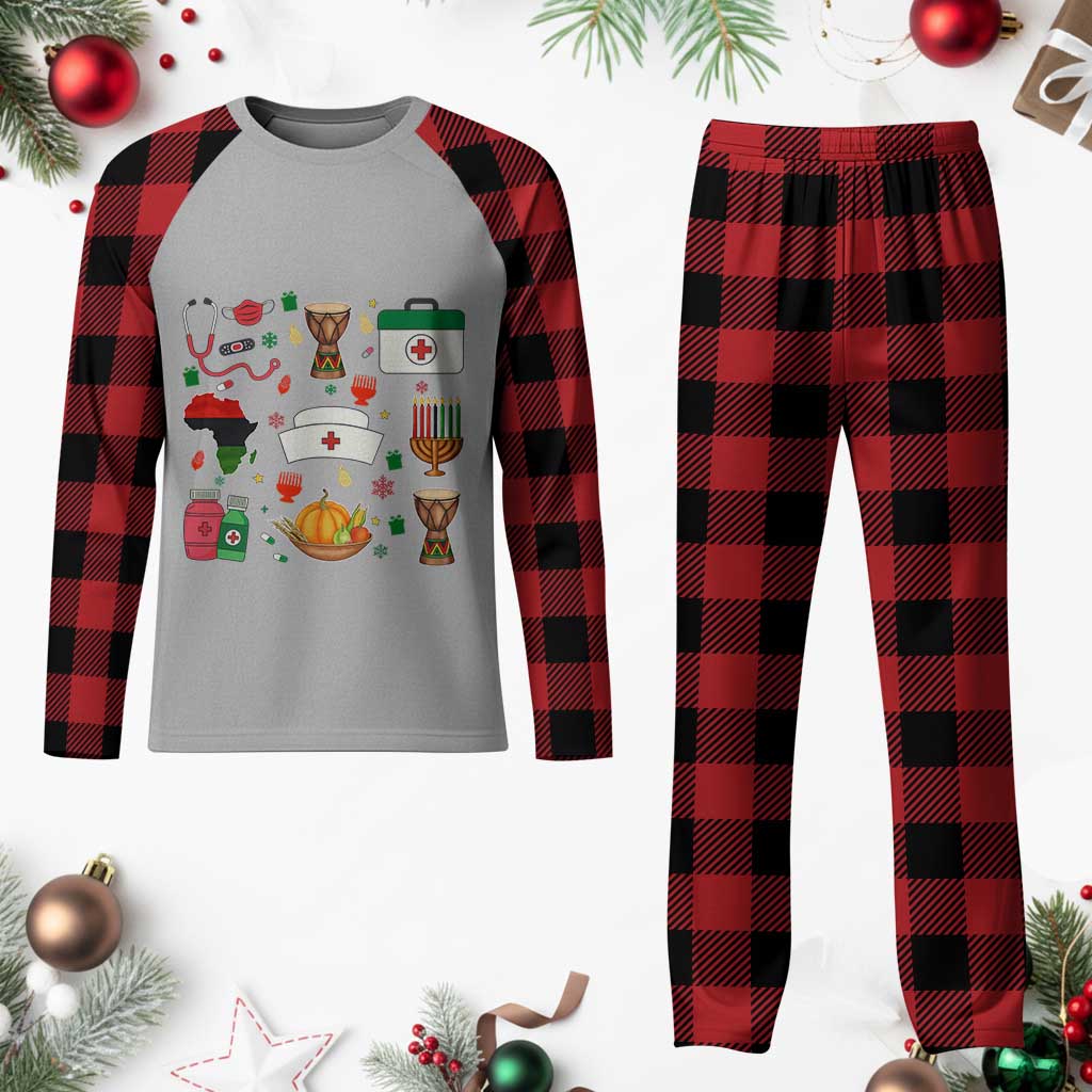 Happy Kwanzaa Nurse Pride Plaid Pajama Set African Culture Holiday Gift - Wonder Print Shop