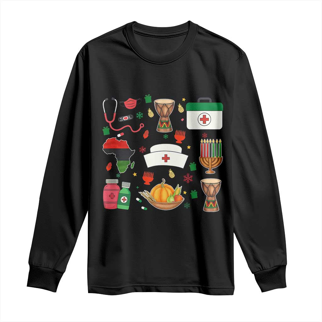 Happy Kwanzaa Nurse Pride Long Sleeve Shirt African Culture Holiday Gift - Wonder Print Shop