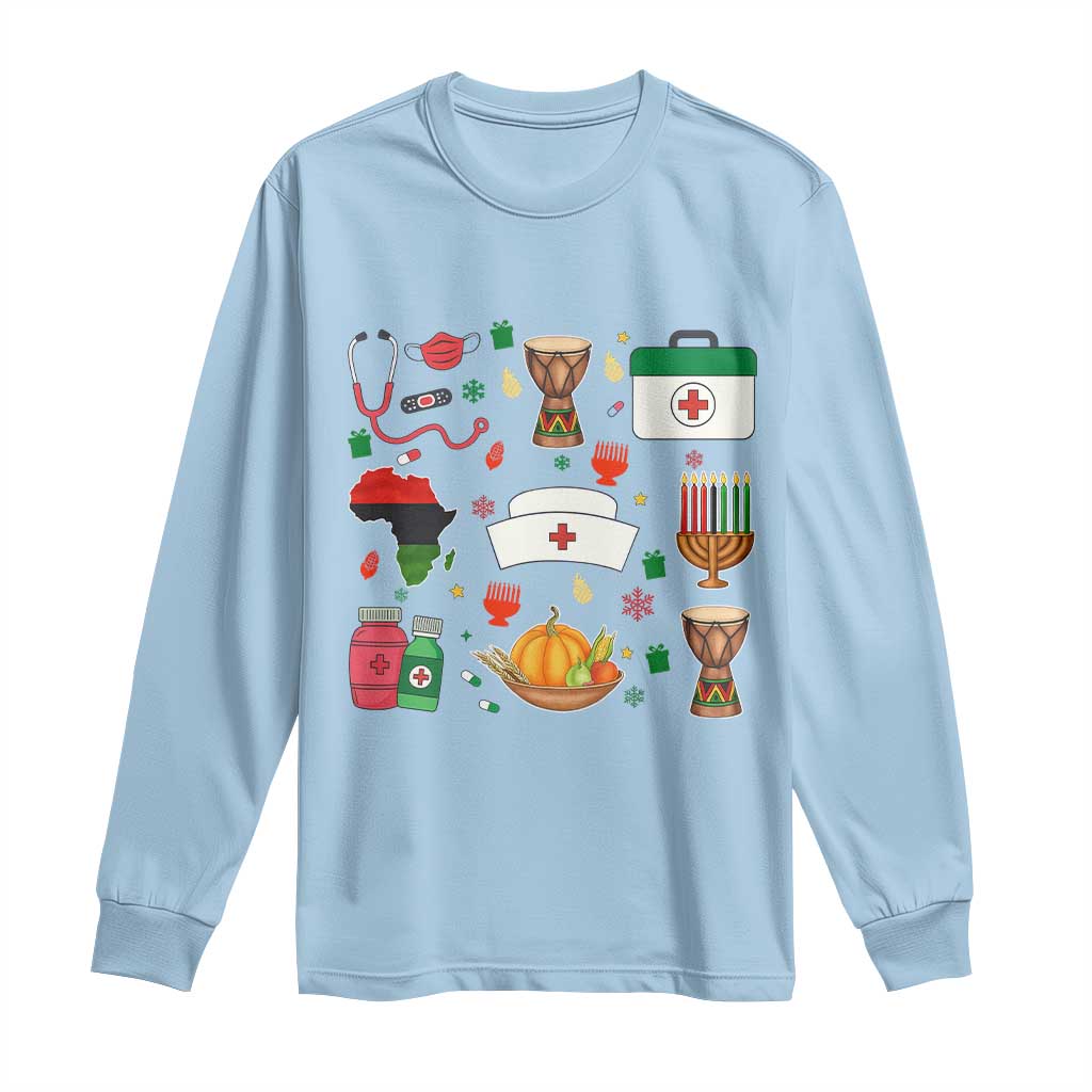 Happy Kwanzaa Nurse Pride Long Sleeve Shirt African Culture Holiday Gift - Wonder Print Shop