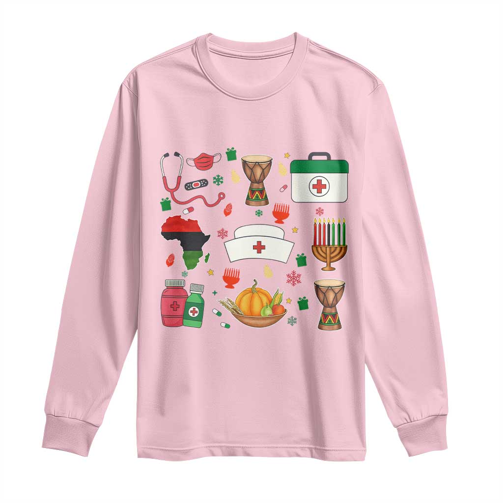 Happy Kwanzaa Nurse Pride Long Sleeve Shirt African Culture Holiday Gift - Wonder Print Shop