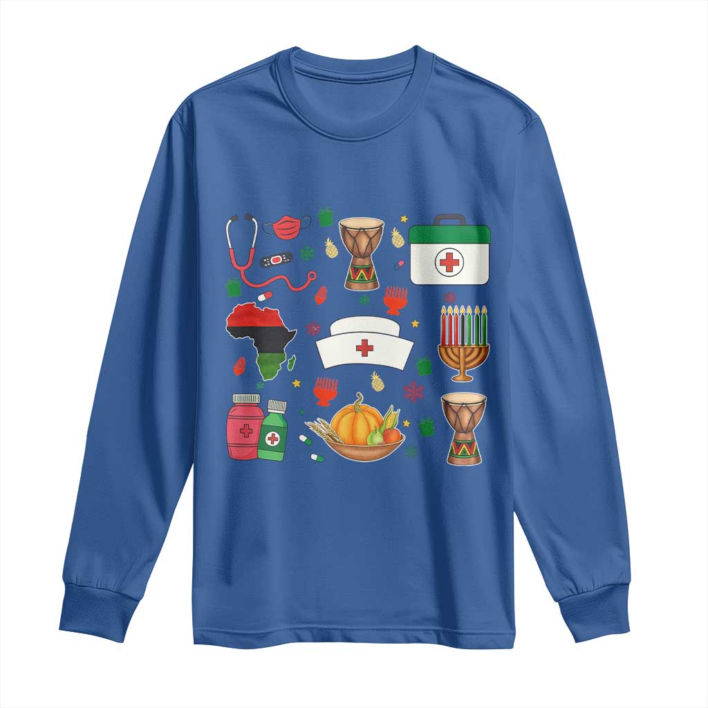 Happy Kwanzaa Nurse Pride Long Sleeve Shirt African Culture Holiday Gift - Wonder Print Shop