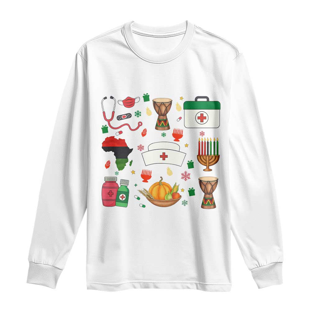 Happy Kwanzaa Nurse Pride Long Sleeve Shirt African Culture Holiday Gift - Wonder Print Shop