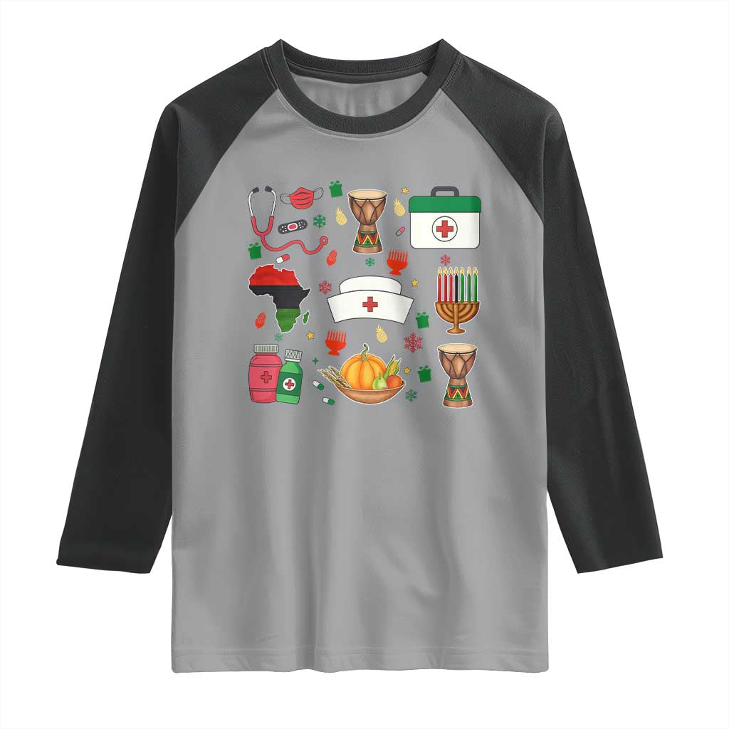 Happy Kwanzaa Nurse Pride Raglan Shirt African Culture Holiday Gift - Wonder Print Shop