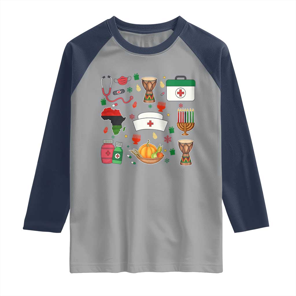 Happy Kwanzaa Nurse Pride Raglan Shirt African Culture Holiday Gift - Wonder Print Shop