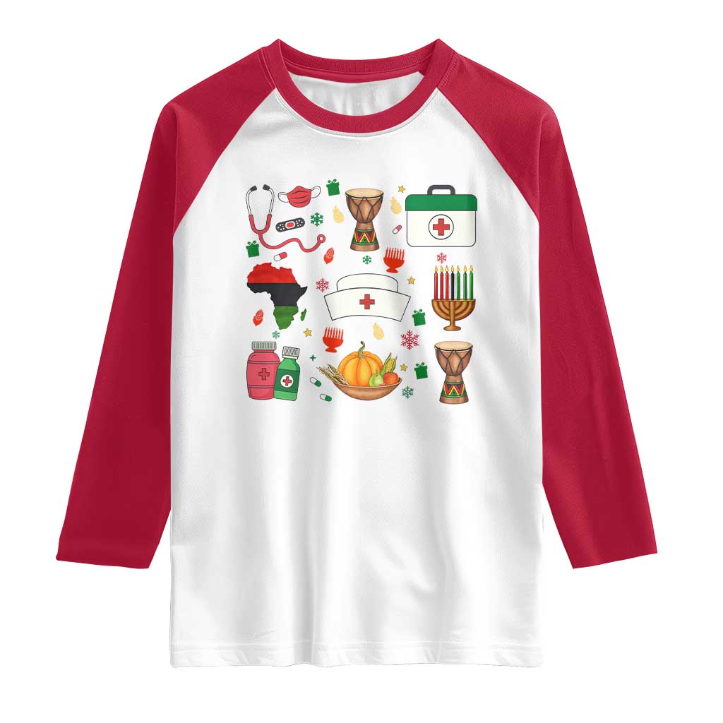 Happy Kwanzaa Nurse Pride Raglan Shirt African Culture Holiday Gift - Wonder Print Shop