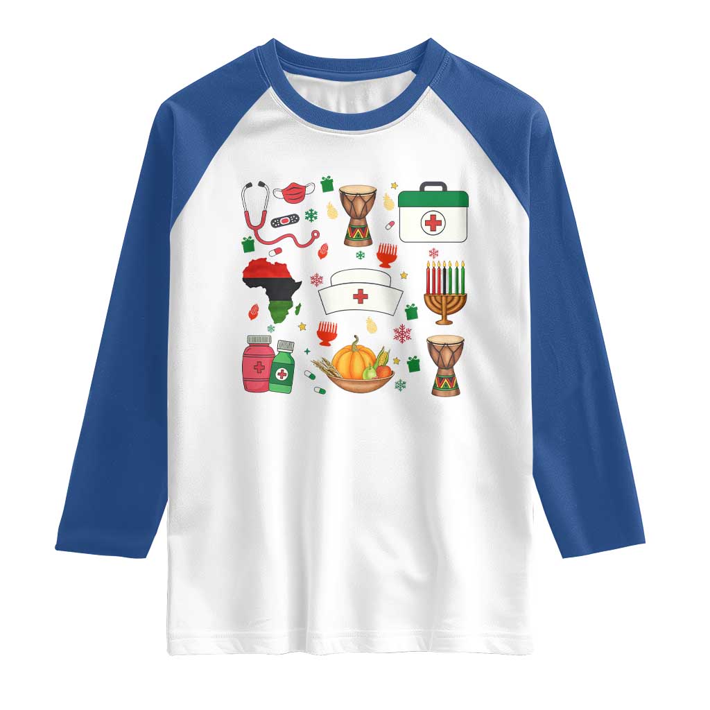 Happy Kwanzaa Nurse Pride Raglan Shirt African Culture Holiday Gift - Wonder Print Shop