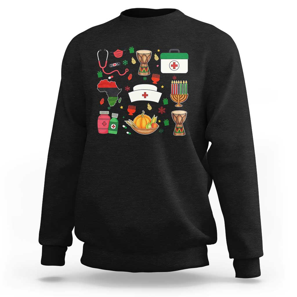 Happy Kwanzaa Nurse Pride Sweatshirt African Culture Holiday Gift - Wonder Print Shop
