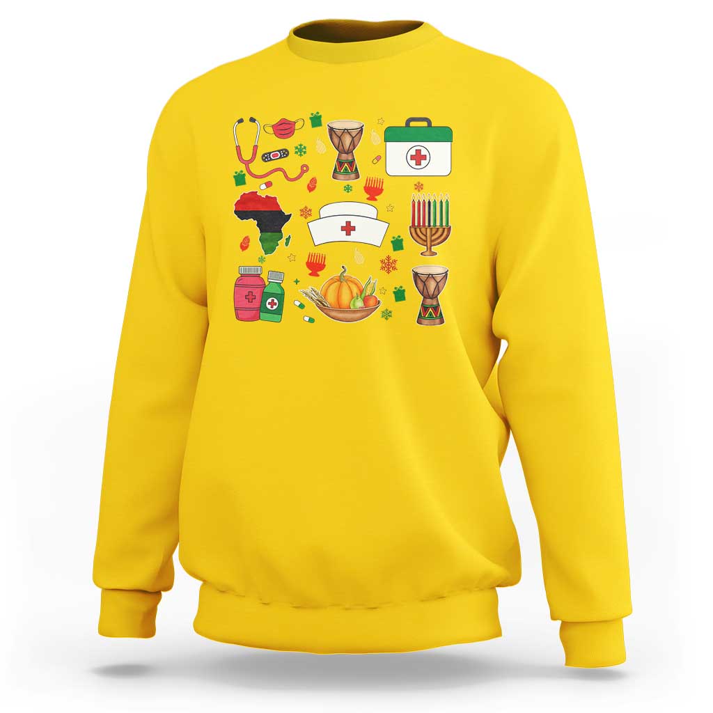 Happy Kwanzaa Nurse Pride Sweatshirt African Culture Holiday Gift - Wonder Print Shop
